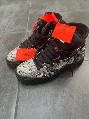 Off-White Snake-Print High-Top Sneakers in Black, Gray & Orange
